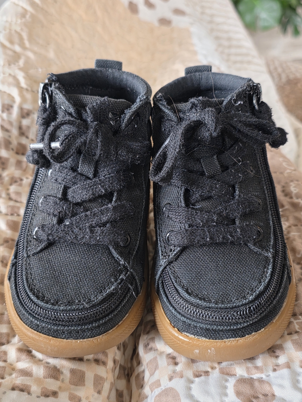 Kids Black High-Top Canvas Sneakers with Gum Sole
